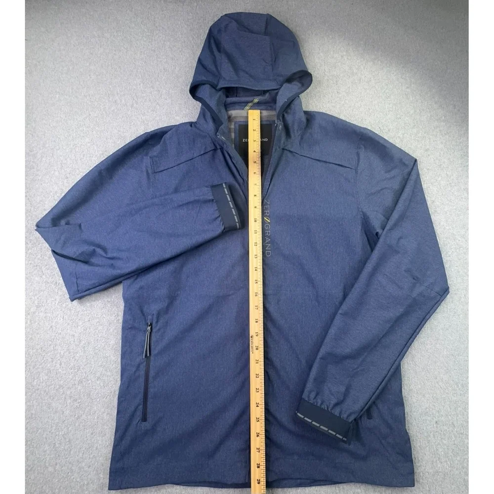 Cole Haan ZeroGrand Utility‎ Jacket Mens L Blue Zip Vented Water Wind Resistant